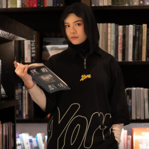 WAFFLE HALF ZIPPER BLACK