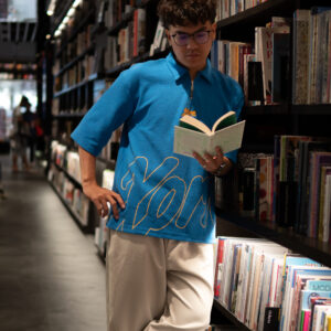 WAFFLE HALF ZIPPER BLUE